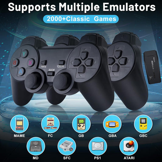 M8 PRO Wireless Game Console - Retro Gaming Consoles with Built in Classic Games, 9 Classic Emulators, 4K Hdml Output and 2.4Ghz Wireless Controller, Plug and Play Video Game Stick for TV(64G)